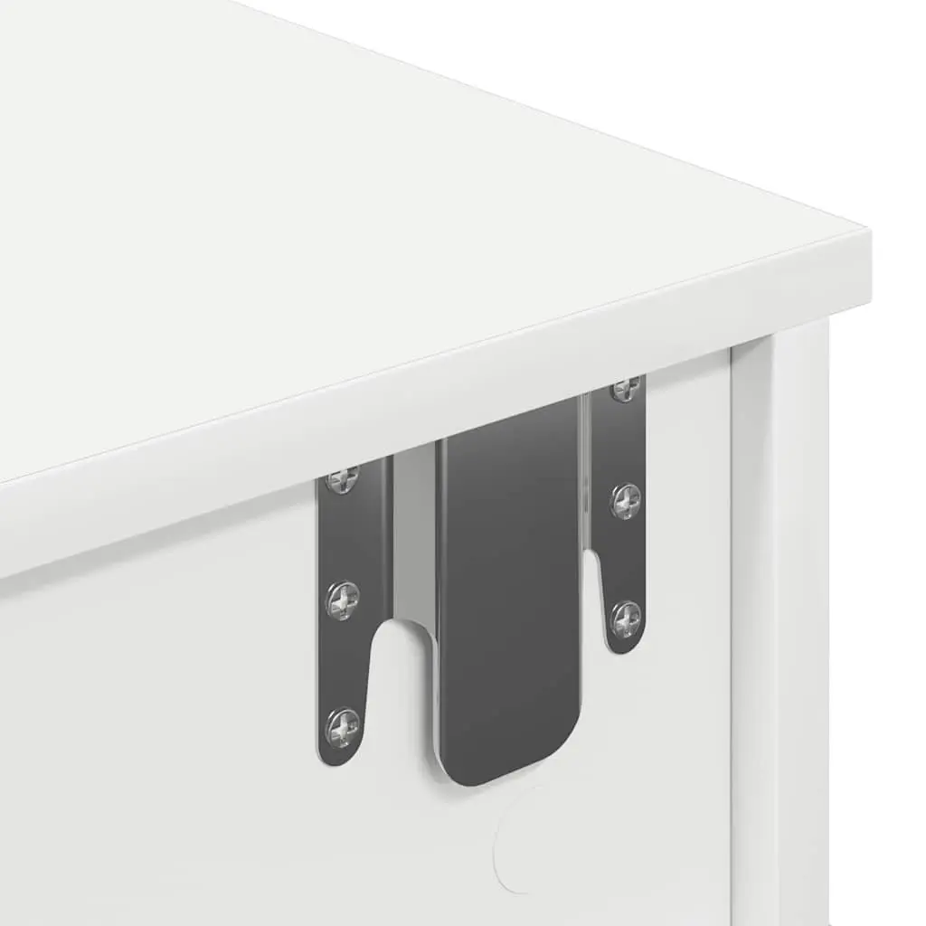Wall Shelf with Drawers White Engineered Wood Floating Storage Cabinet
