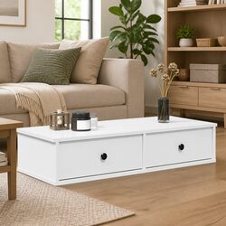 Enhance Your Space with White Wall Shelf and Drawers 100x37.5x19 cm