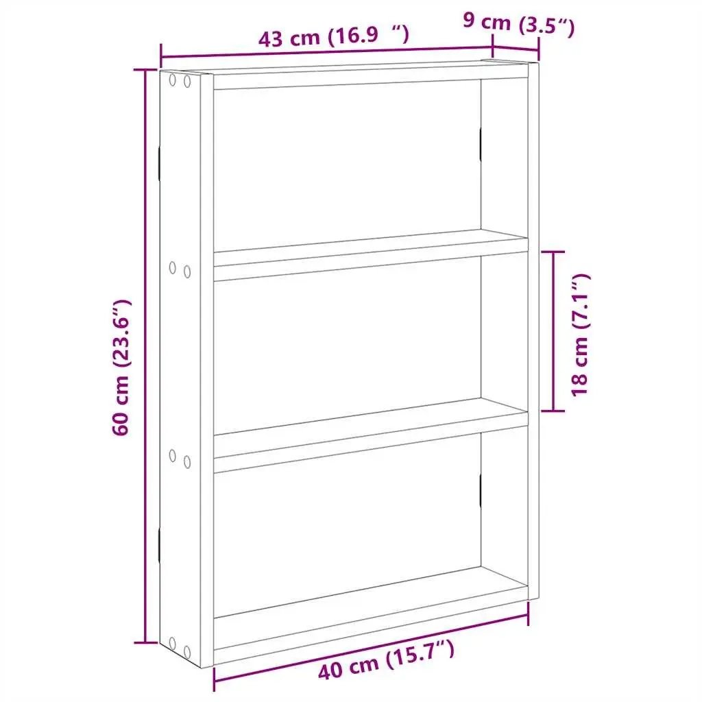 Wall Shelf 43x9x60cm White Floating Storage Organiser Engineered Wood Home Decor