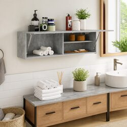 Stylish Grey Storage Cabinet for Bathrooms 100x25x30 cm