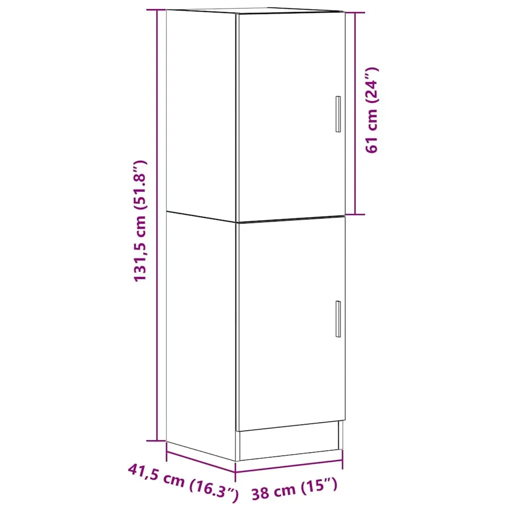 Kitchen Cabinet 38x41.5x131.5 cm Engineered Wood Brown Storage Unit