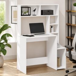 Enhance Your Space with a White Desk and Shelves