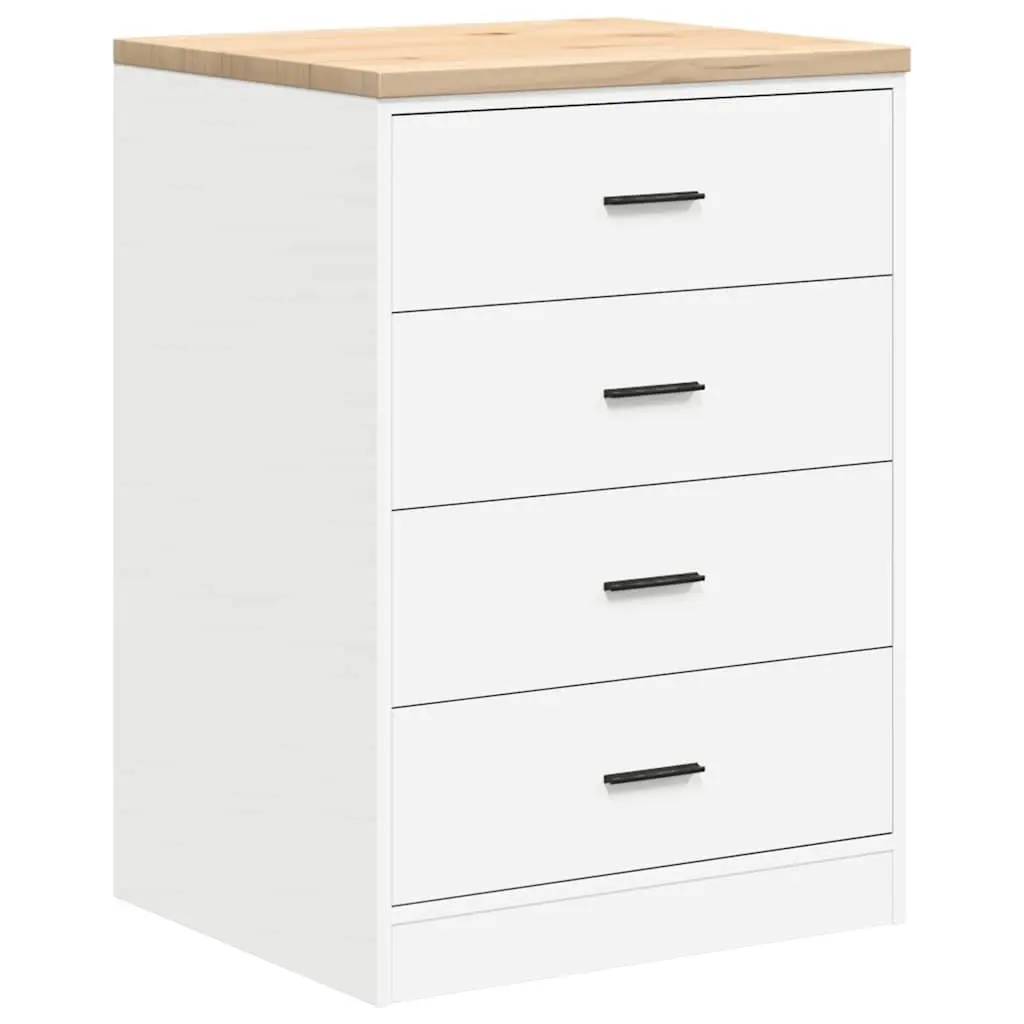 Garage Storage Cabinet 60x51x85cm White Pine Wood Tool Cabinet 4 Drawers