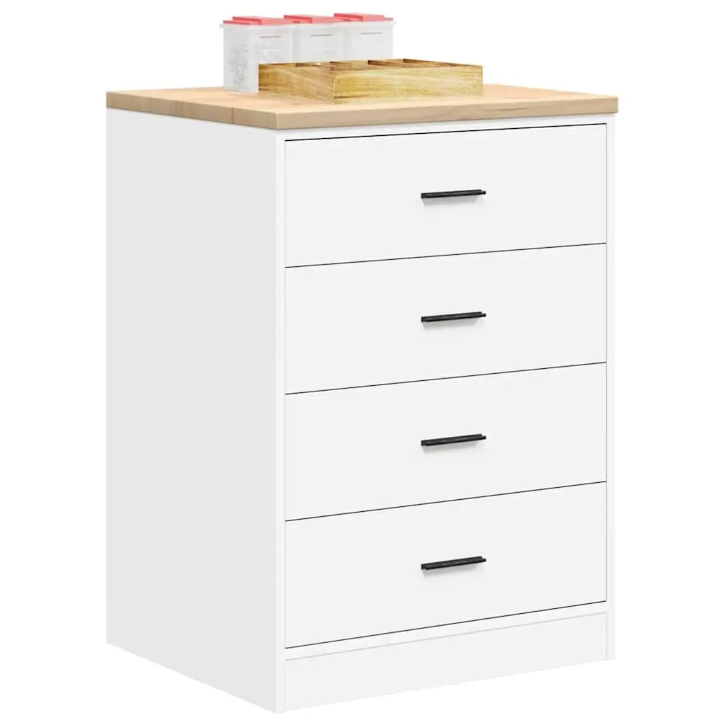 Garage Storage Cabinet 60x51x85cm White Pine Wood Tool Cabinet 4 Drawers