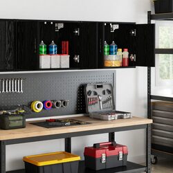 Enhance Your Garage Space with 2 pcs Black Wall Cabinets