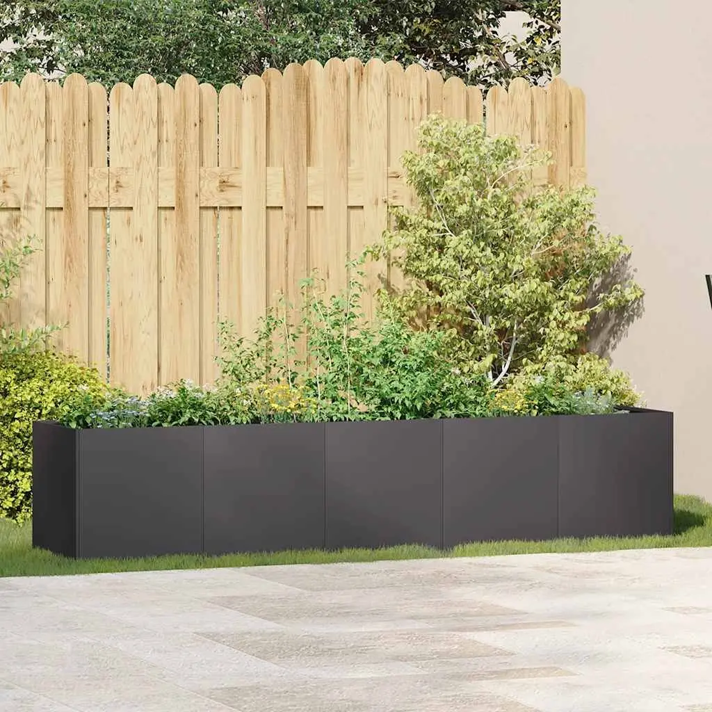 Raised Garden Bed 200x40x40 cm Cold-Rolled Steel Outdoor Planter Black