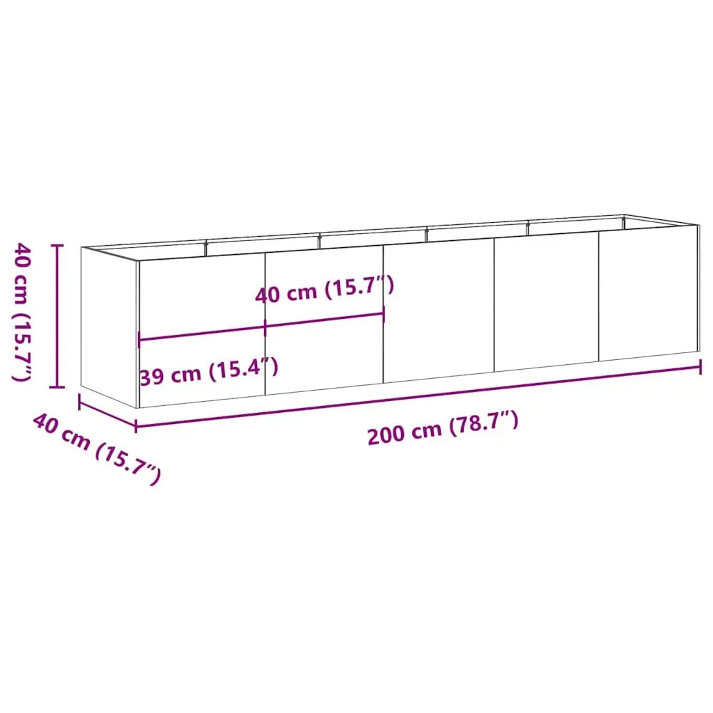 Raised Garden Planter Box White 200x40x40 cm Cold-Rolled Steel Outdoor Flower
