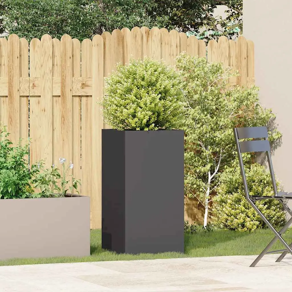 Black Planter Box 40x40x80 cm Cold-rolled Steel Raised Garden Bed Outdoor