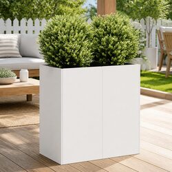 Planter White 80x40x80 cm Cold-rolled Steel Raised Bed Garden Patio Flowers