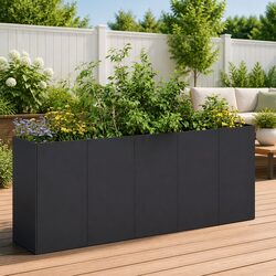 Raised Garden Planter Box Cold-rolled Steel Black Outdoor Flower Bed 200x40x80cm