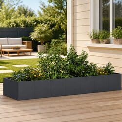 Enhance Your Garden with this Anthracite Steel Planter Box 280x80x40cm