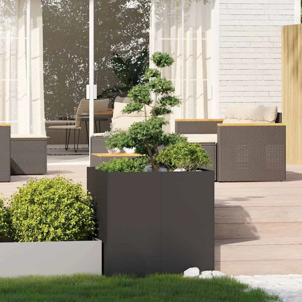Steel Planter Box 80x80x80cm Black Raised Garden Bed Outdoor