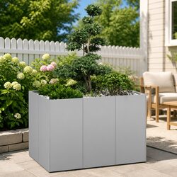 Stylish Outdoor Planter Box 120x80x80 cm in Silver