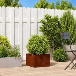 Weathering Steel Planter Raised Garden Bed Outdoor Flower Box 40x40x30cm Brown