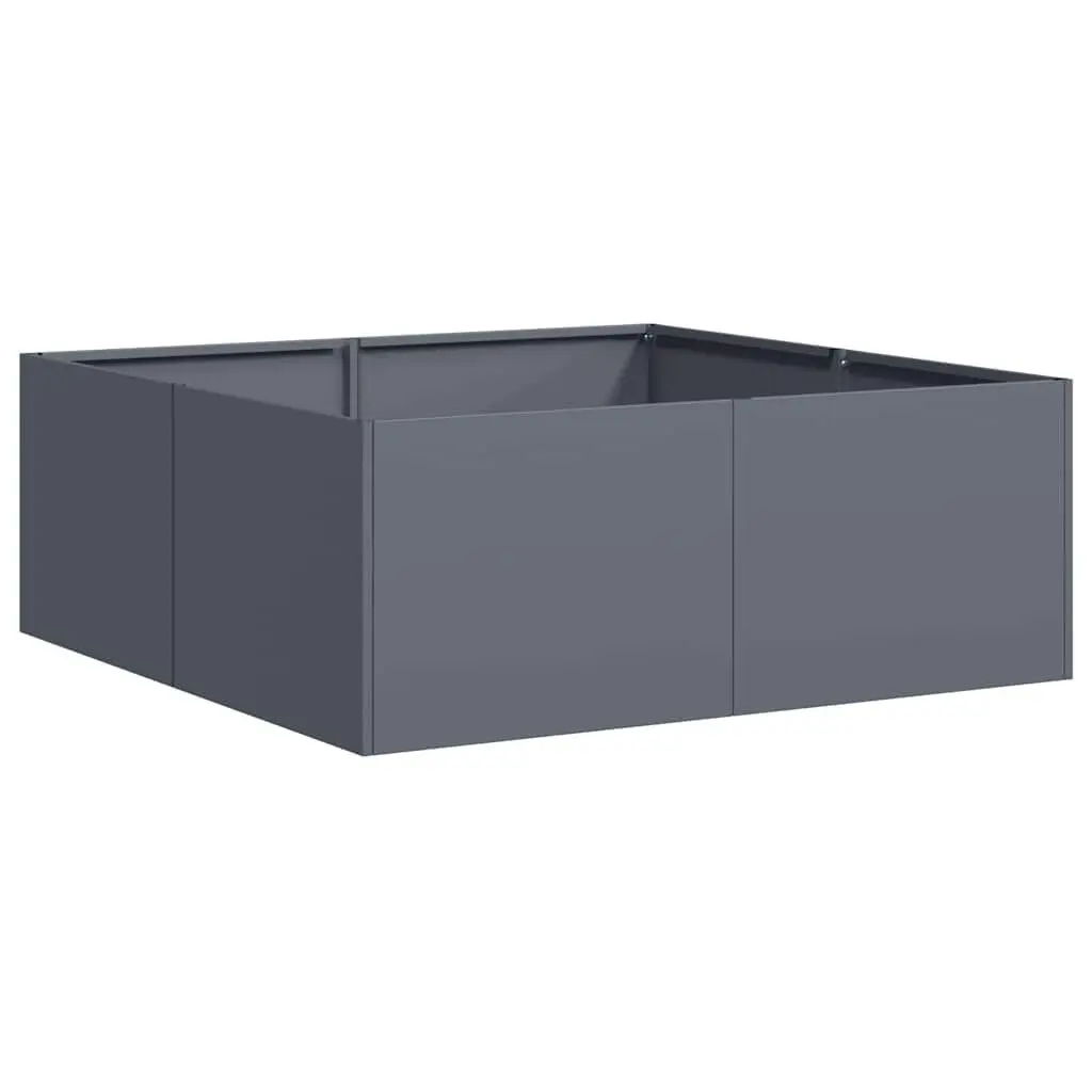 Planter Anthracite 80x80x30cm Raised Bed Steel Garden Outdoor Flowers Vegetables