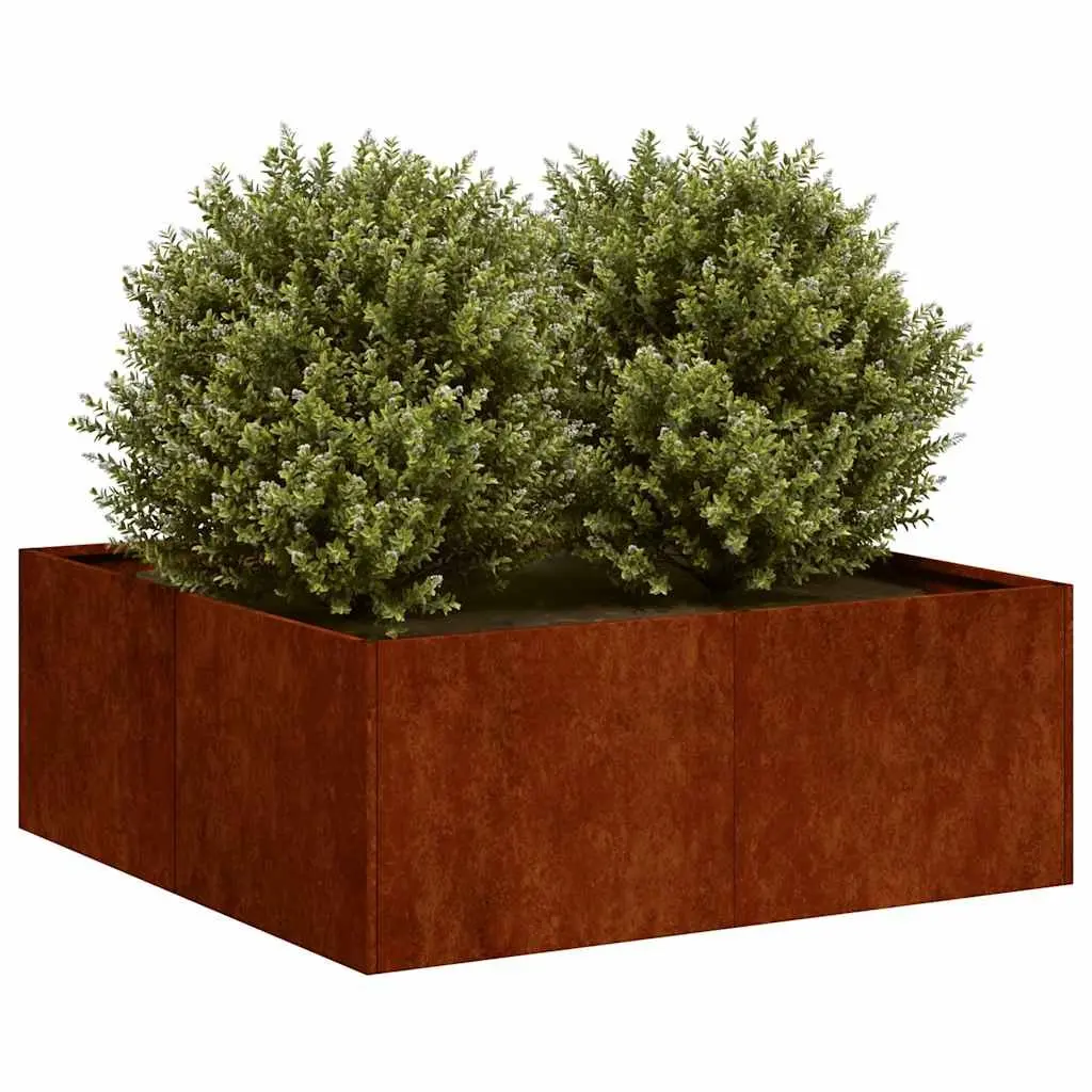Weathering Steel Planter Raised Bed Garden Box 80x80x30cm Outdoor Patio