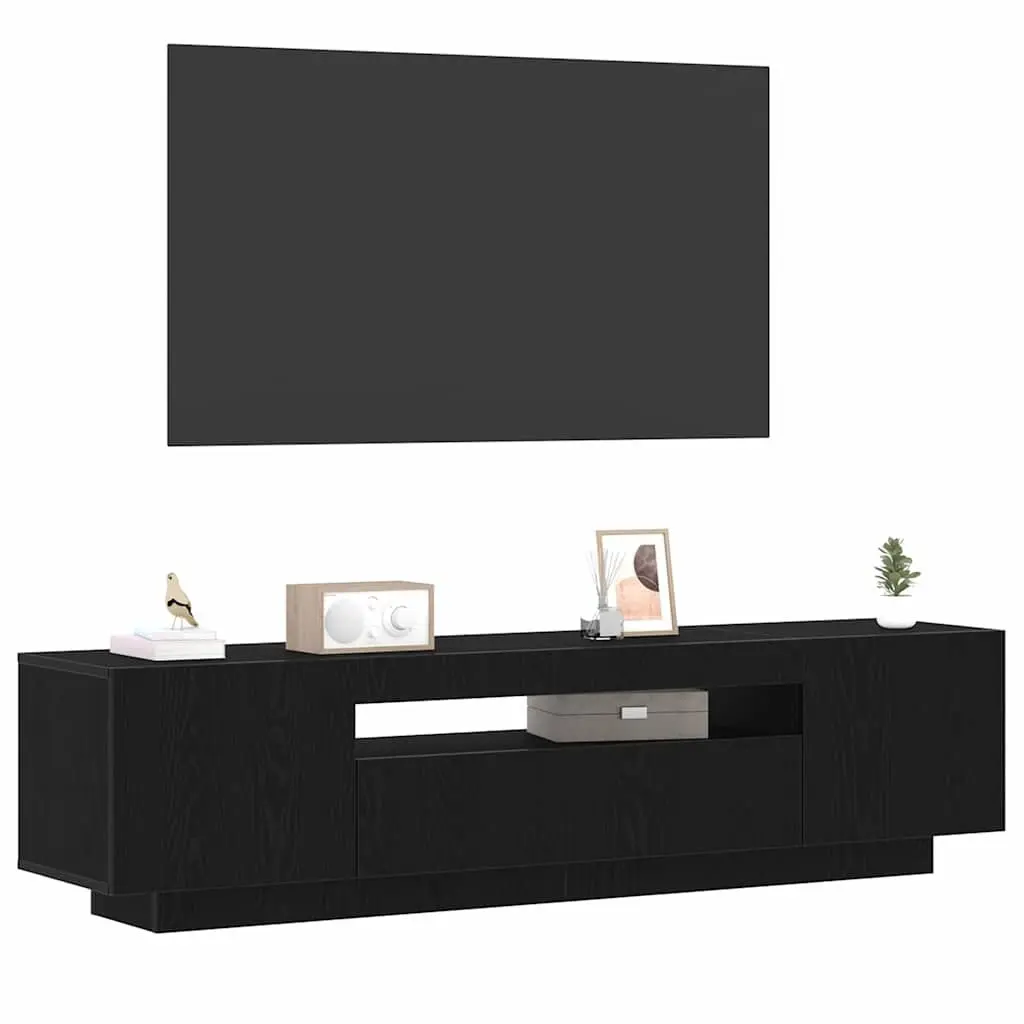 TV Cabinet Black 160x35x40cm Modern Storage Unit Engineered Wood