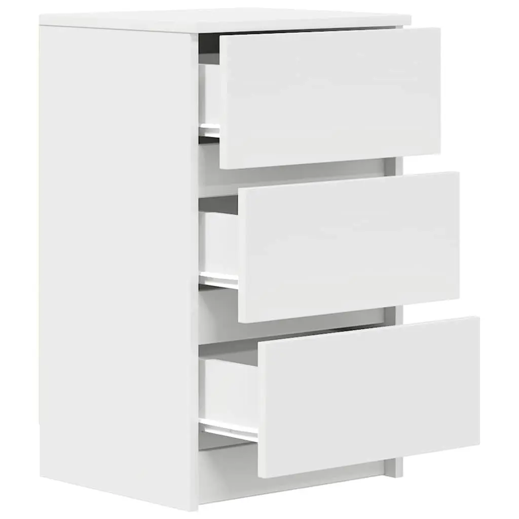 Bedside Cabinet 39x35x65cm White 3 Drawers Storage Organiser