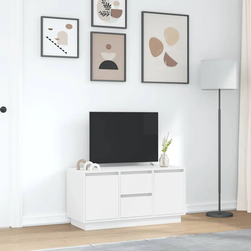 TV Cabinet 100 cm White RGB LED Lights Storage Unit for Living Room Furniture