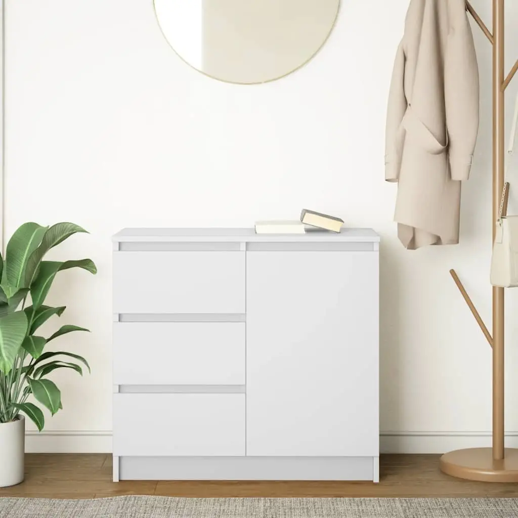 Sideboard Storage Cabinet White Engineered Wood Door Drawer Hallway Living Room