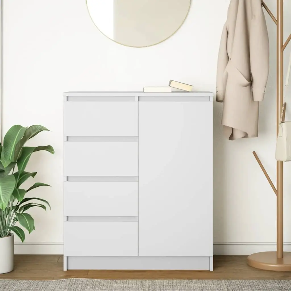 White Sideboard Cabinet 71W x 35D x 84H cm Engineered Wood with Drawers Shelf Door Storage for Living Room