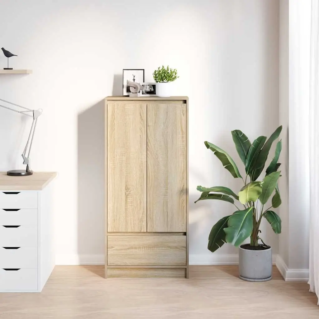 Storage Cabinet 55.5cm Brown Engineered Wood Drawer Enclosed Doors Sonoma Oak