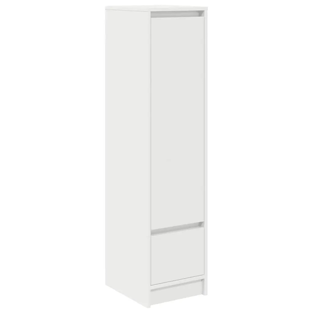White Highboard Storage Cabinet Engineered Wood Ample Storage for Dining Room