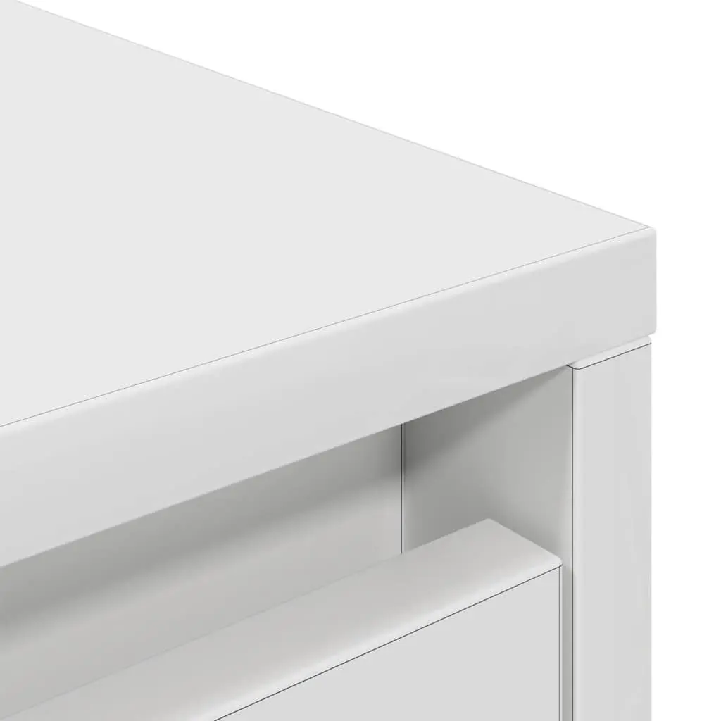 White Highboard Storage Cabinet Engineered Wood Ample Storage for Dining Room