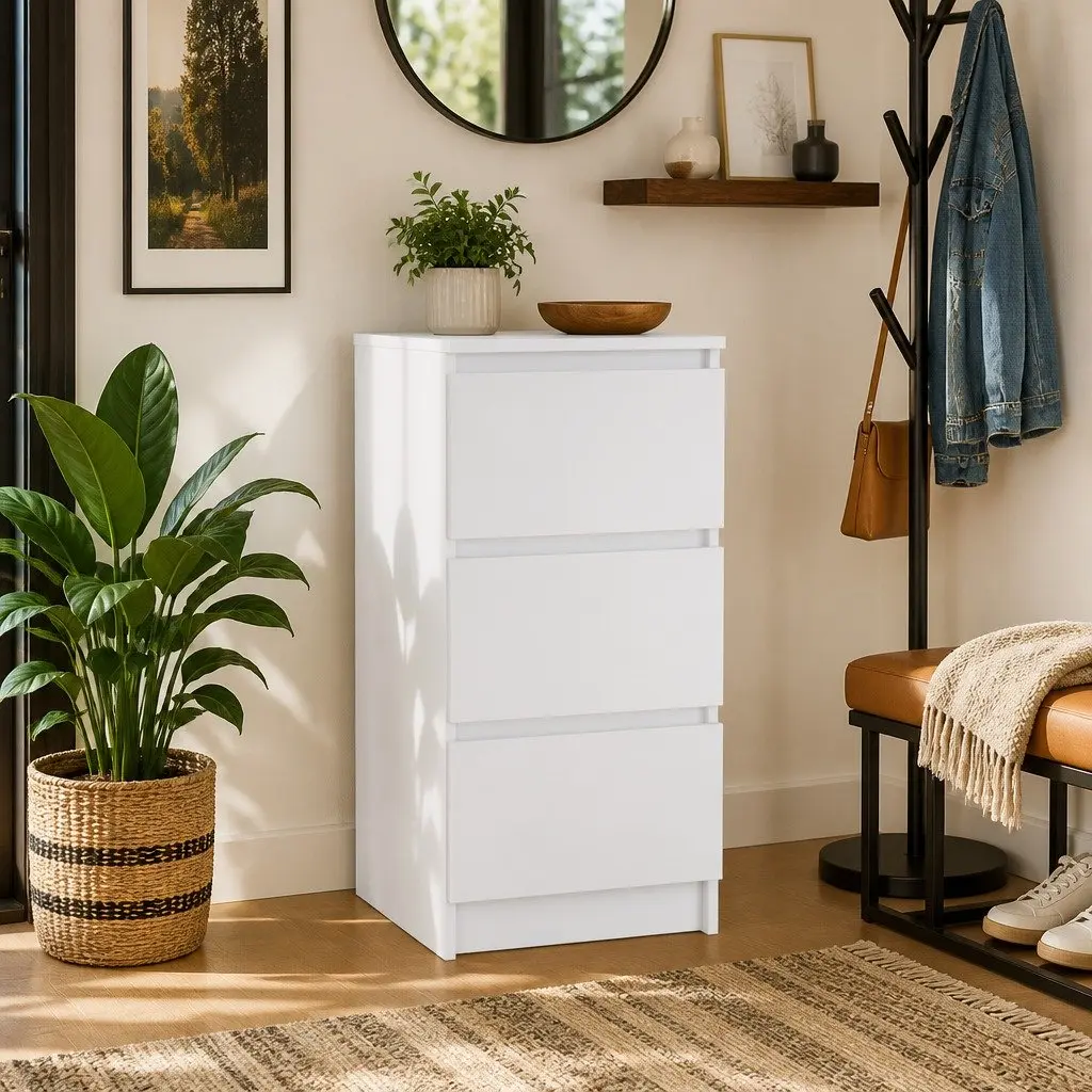 Sideboard White 37.5x35x76cm Storage Cabinet Engineered Wood Buffet Furniture
