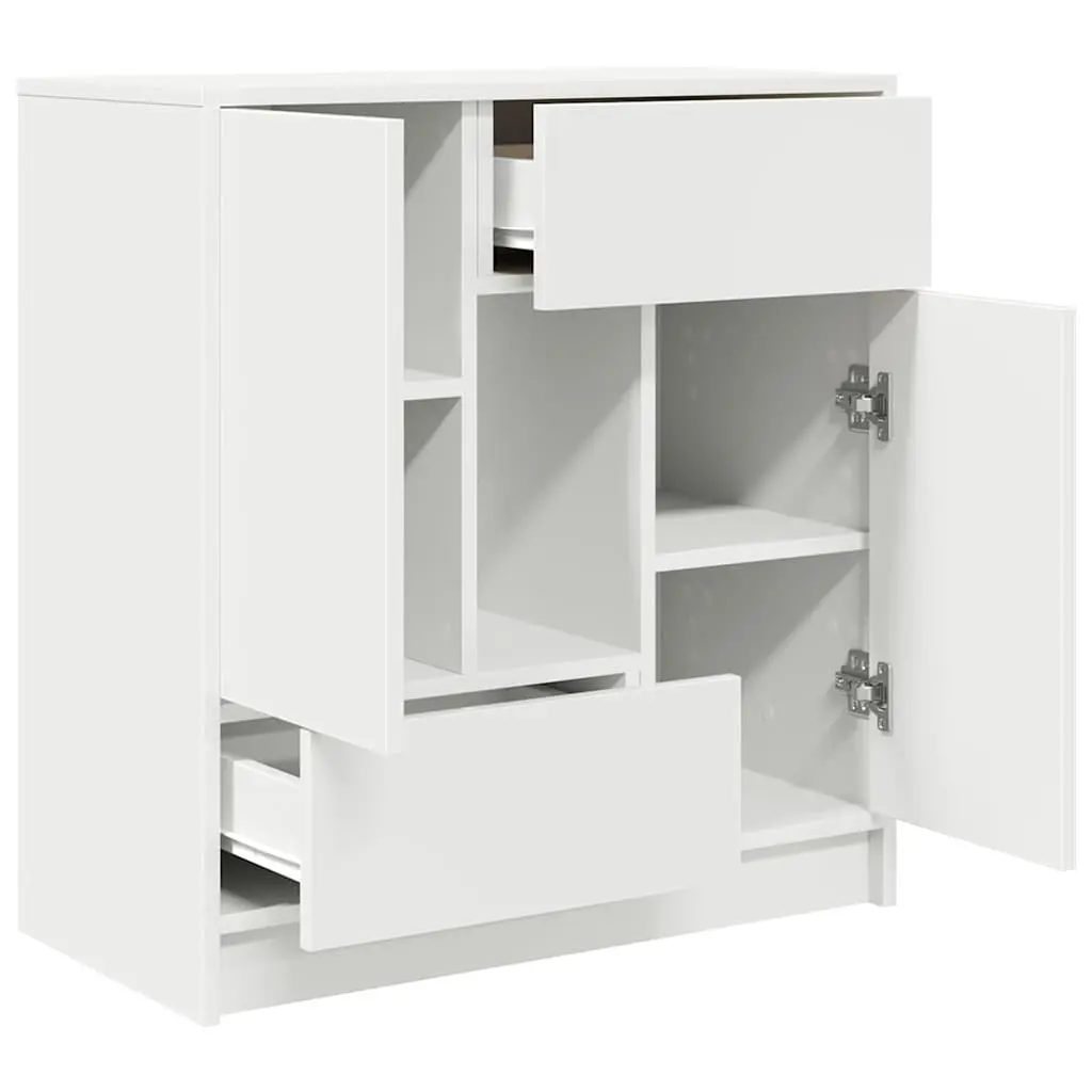 Sideboard White Engineered Wood Storage Cabinet with Drawers and Doors for Living Room
