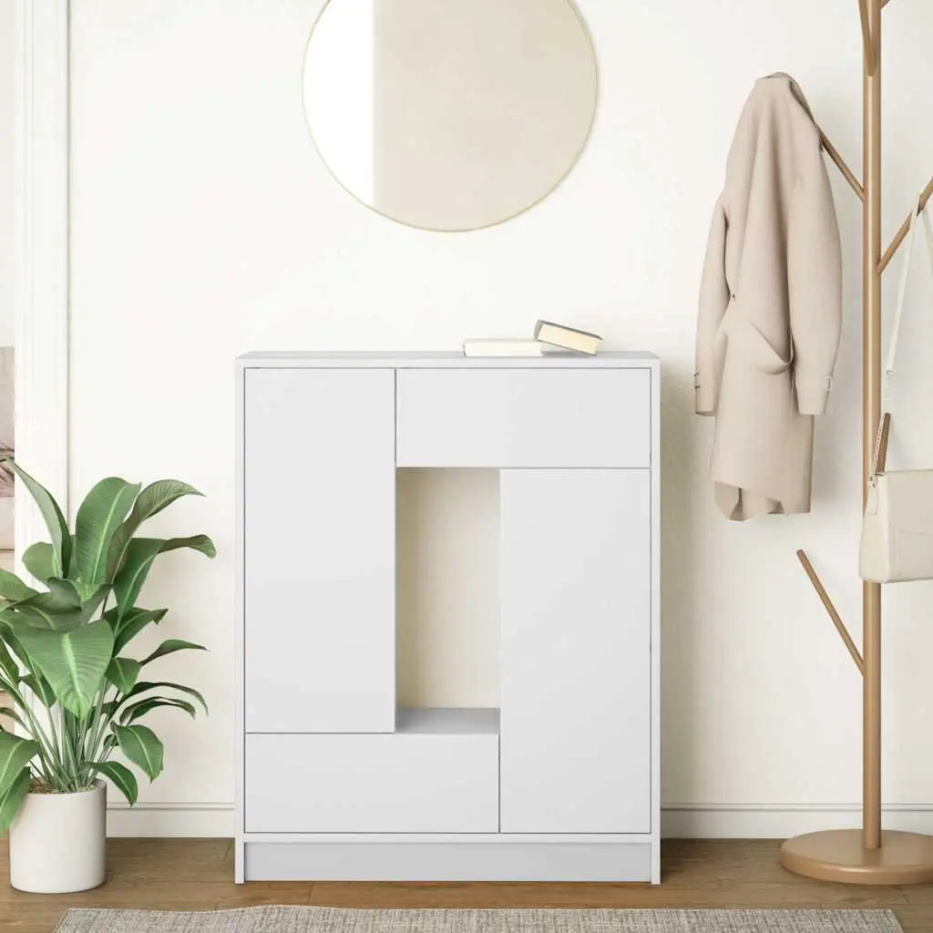 White Sideboard Buffet Cabinet with Doors and Drawers for Living Room Storage Organizer