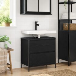 Elegant Black Oak Vanity Cabinet for Organized Spaces