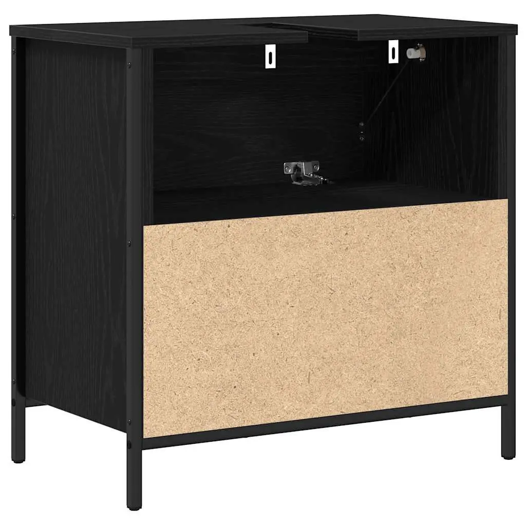 Bathroom Vanity Cabinet 60x34.5x60cm Black Oak Storage with Drawers