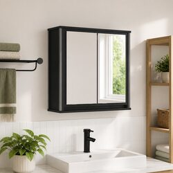 Enhance Your Bathroom Space with Black Oak Storage Cabinet