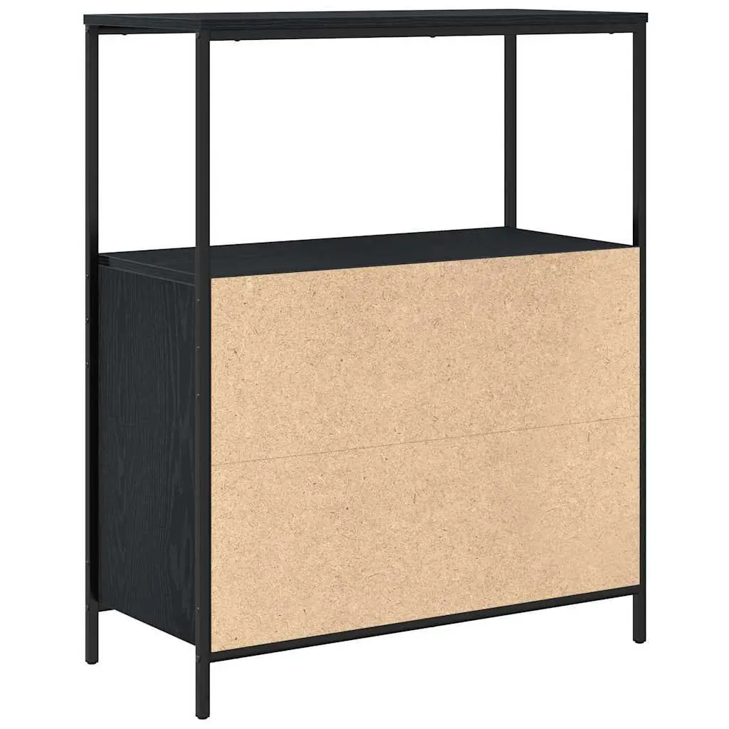 Bathroom Vanity Cabinet 76.5cm Black Oak Storage Unit with Open Shelves and Cupboard Doors