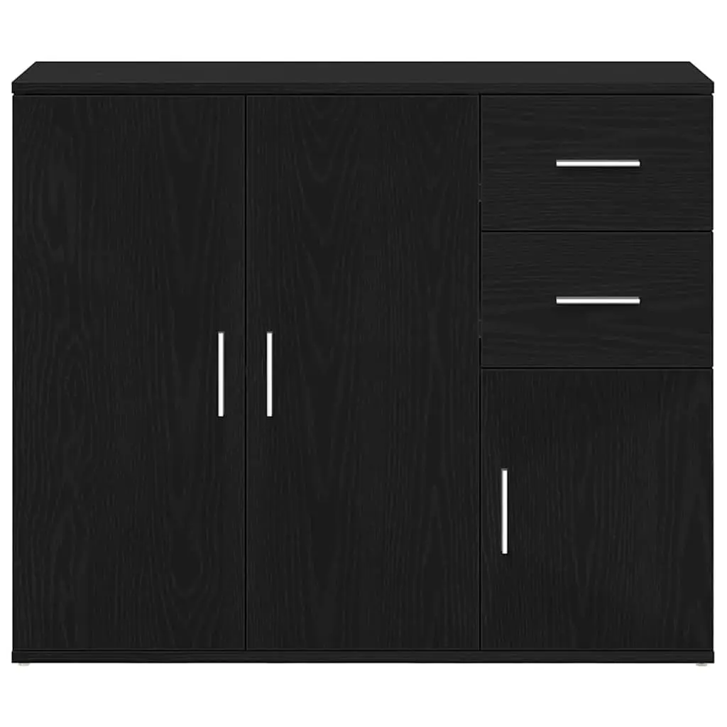 Sideboard Black Oak 91x29.5x75 cm Engineered Wood Storage Cabinet