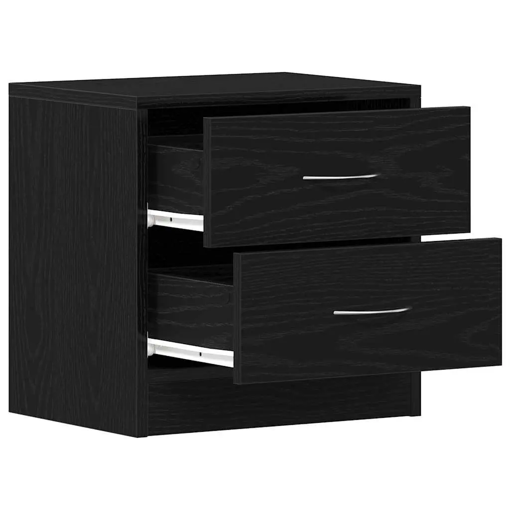 Bedside Cabinet 40x30x40cm Black Oak 2 Drawer Storage Organiser