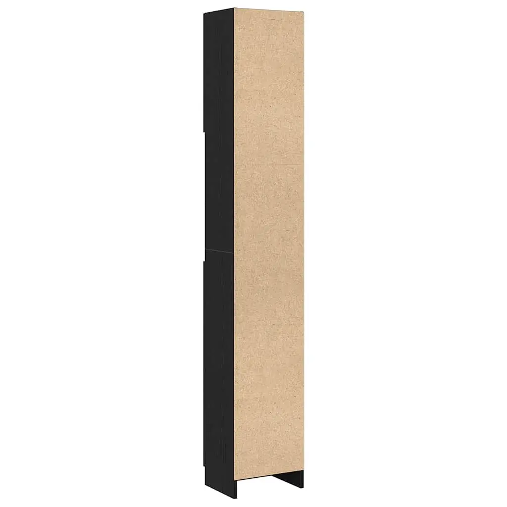 Bathroom Cabinet 32x25.5x190 cm Black Engineered Wood Storage Organizer