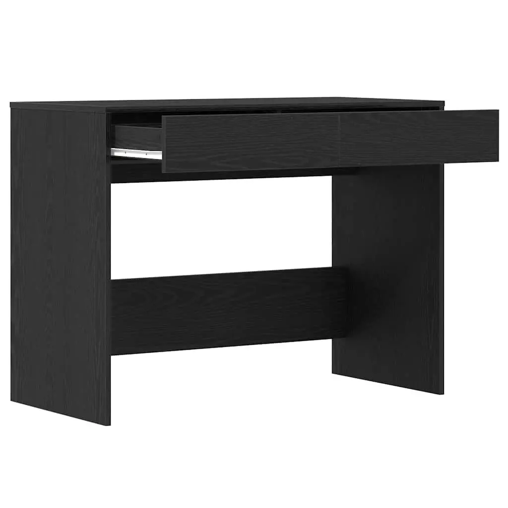 Black Oak Office Desk 101x50x76.5cm with 2 Drawers Storage for Computer Workspace