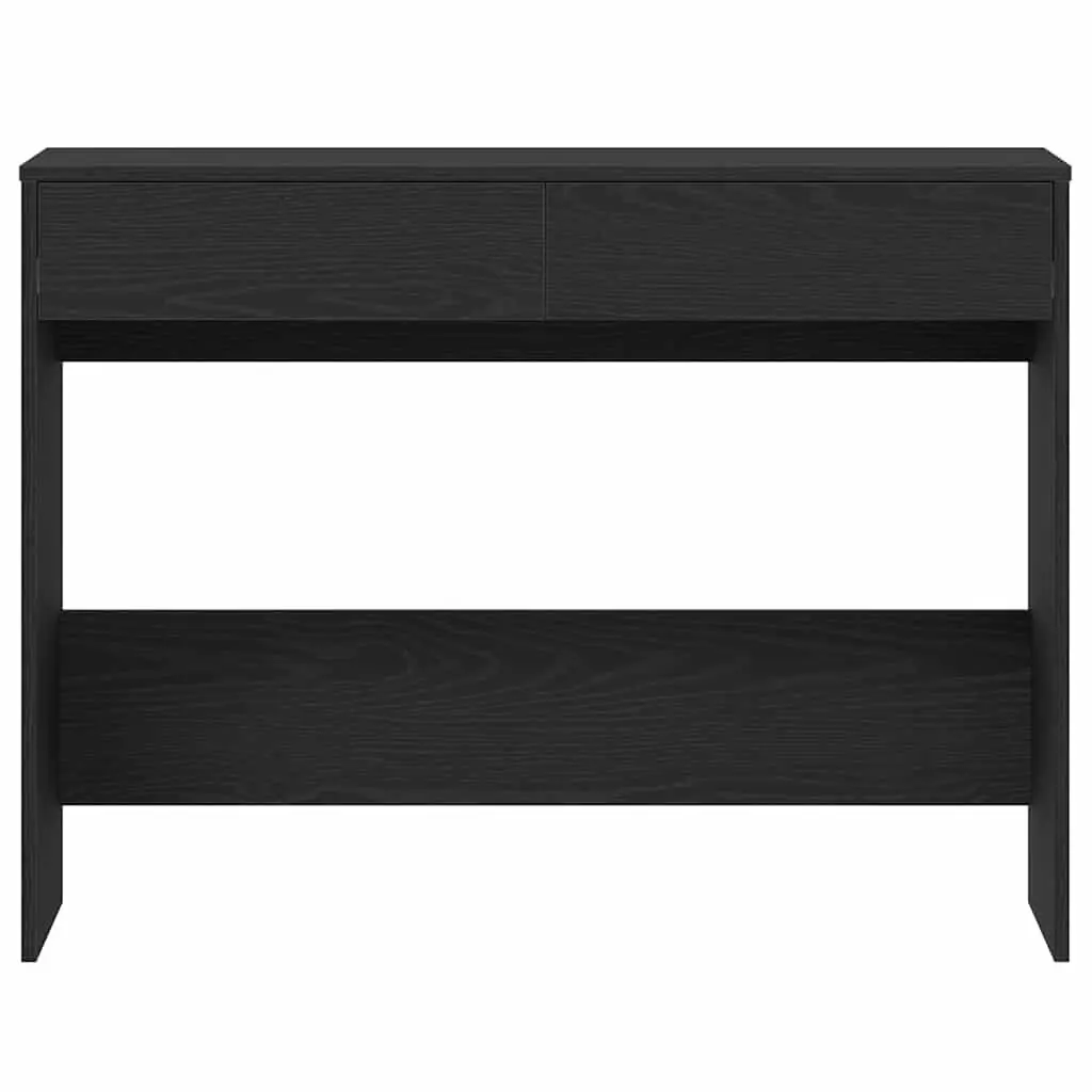 Black Oak Office Desk 101x50x76.5cm with 2 Drawers Storage for Computer Workspace