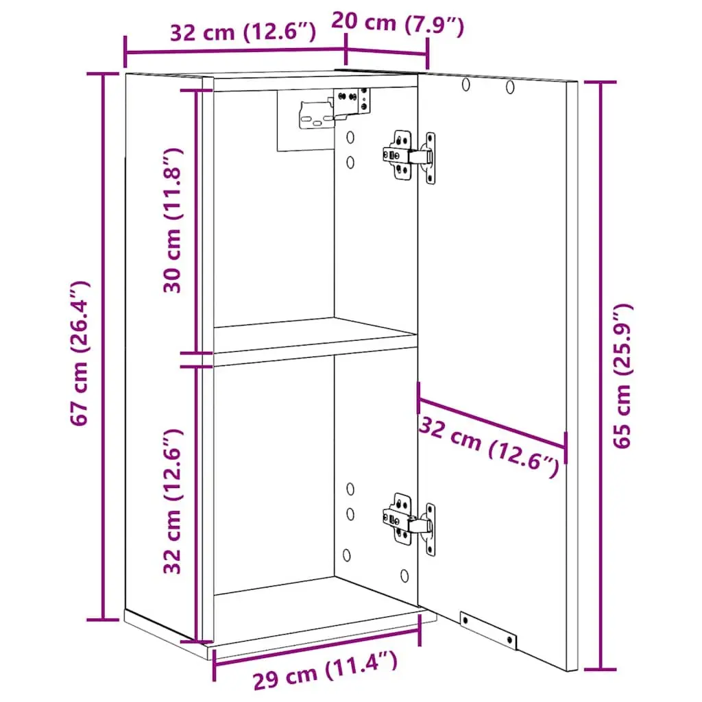 Wall-mounted Bathroom Cabinet Black Oak Engineered Wood Storage Vanity Unit