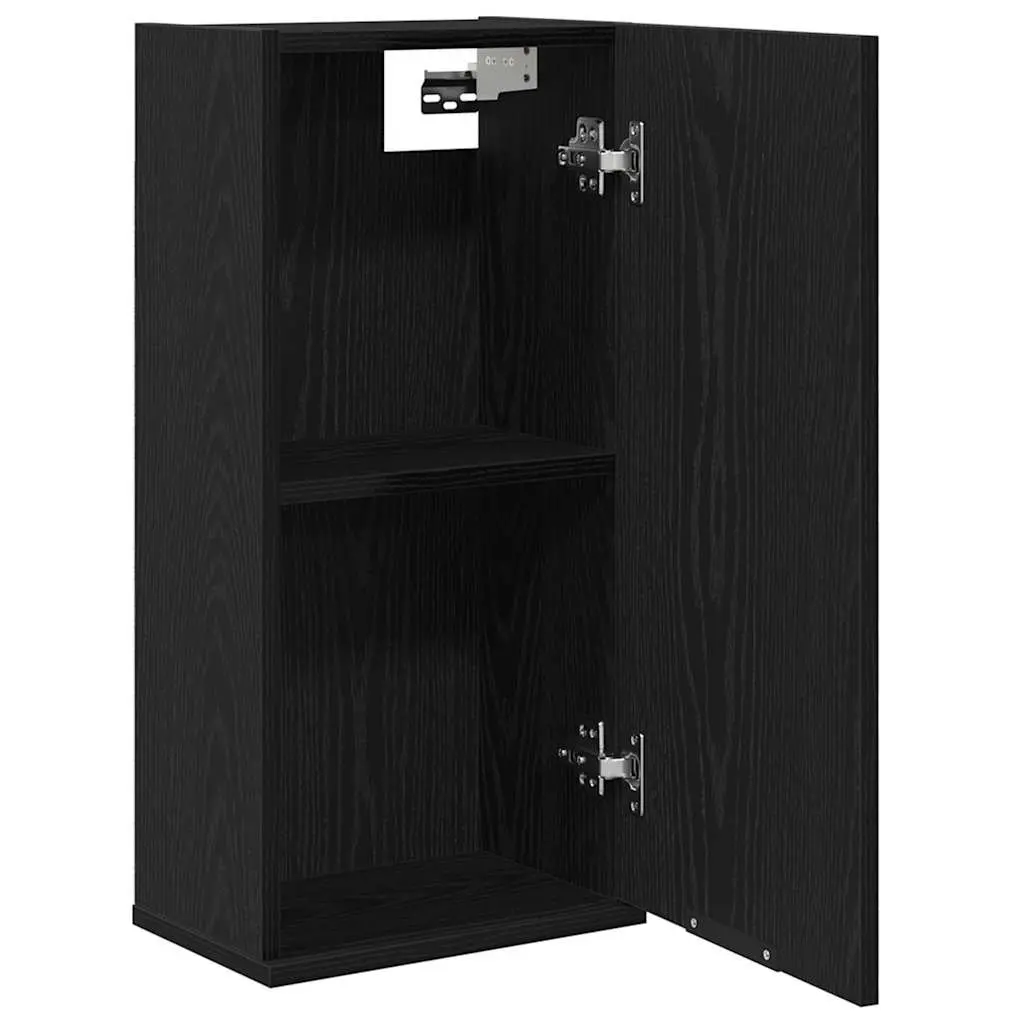 Wall-mounted Bathroom Cabinet Black Oak Engineered Wood Storage Vanity Unit