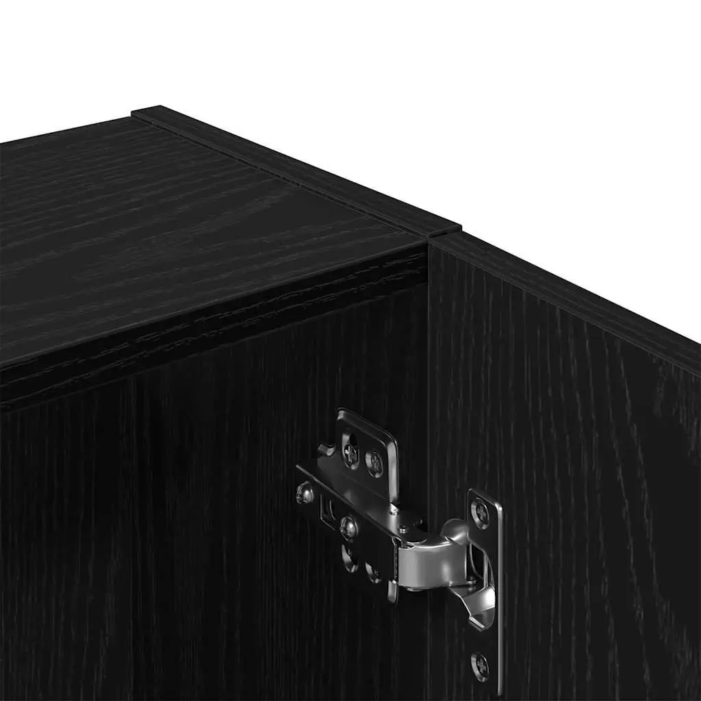 Wall-mounted Bathroom Cabinet Black Oak Engineered Wood Storage Vanity Unit
