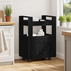 Elevate Your Space with a Black Engineered Wood Kitchen Trolley