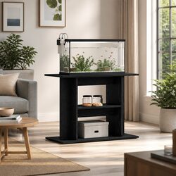 Aquarium Stand 3-Tier Storage Display Cabinet Fish Tank Support Black Oak