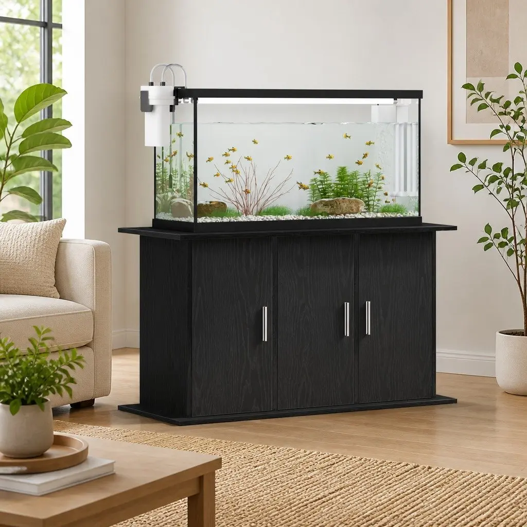 Aquarium Stand 101x41x58cm Engineered Wood Black Oak with Storage Compartments