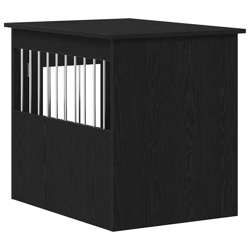 Dog Crate Furniture End Table Black Oak 55x75x65cm Steel Wire Construction Engineered Wood Kennel
