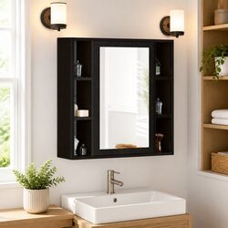 Maximize Your Bathroom Space with a Black Mirror Cabinet 60x16x60cm