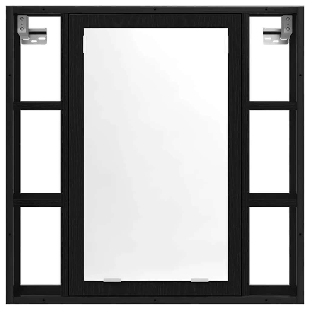 Bathroom Mirror Cabinet Wall-Mounted Storage Unit Black 60x16x60cm