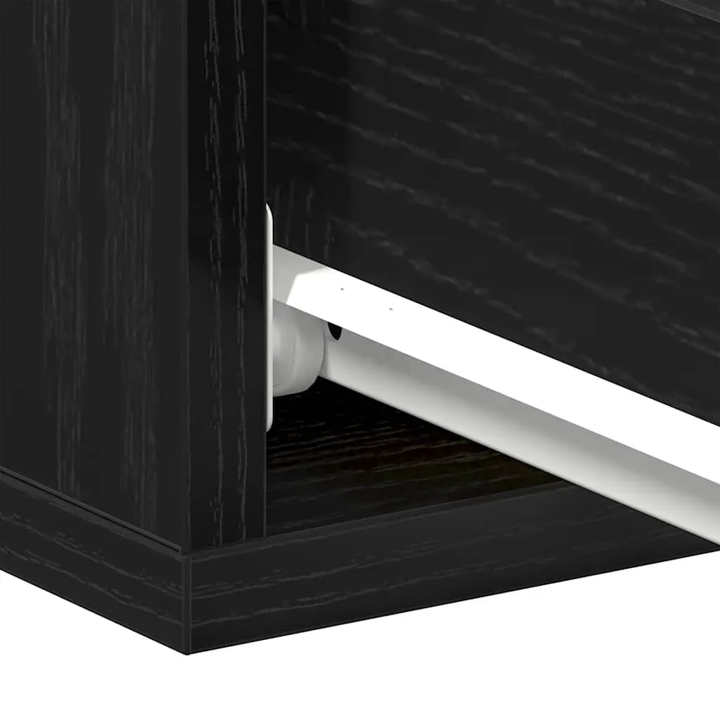 Floating Bedside Table 2 Piece Wall-Mounted Nightstand Storage Cabinet Engineered Wood